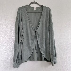 Sage green tie front cardigan, size 3X